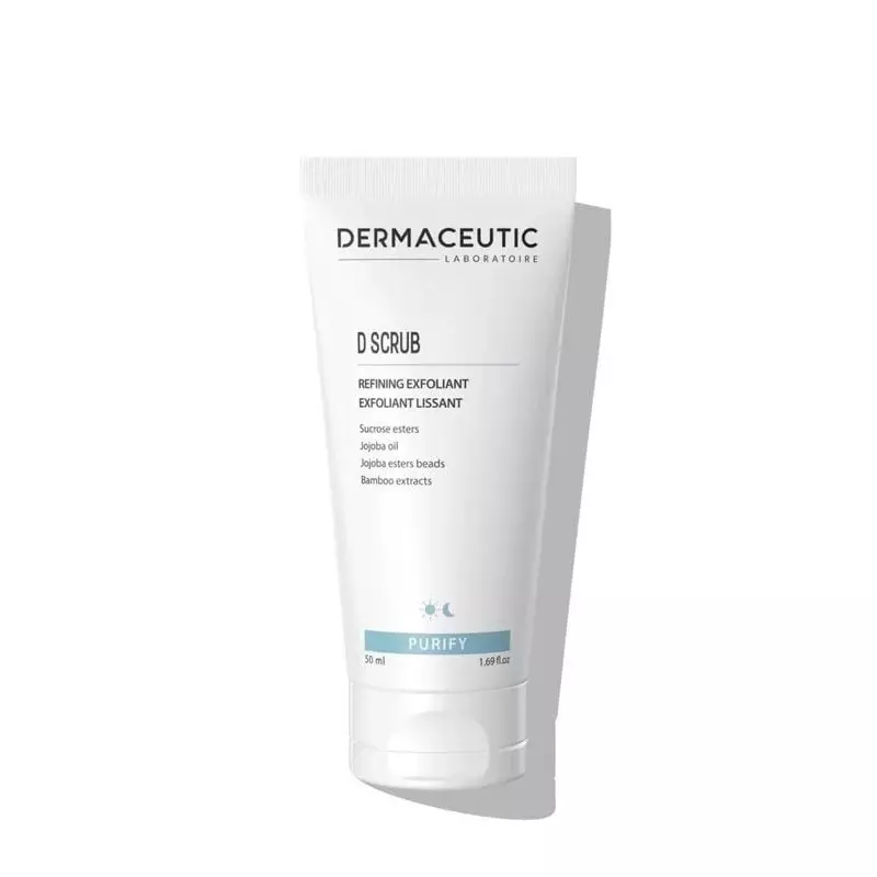 Packshot du flacon Dermaceutic D Scrub exfoliant visage aux billes de jojoba - 50 ml