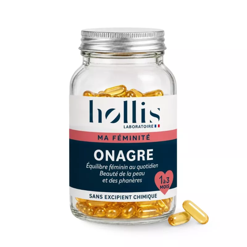 Onagre Huile vierge Bio Hollis - Confort féminin & peau sèche - 90 gélules