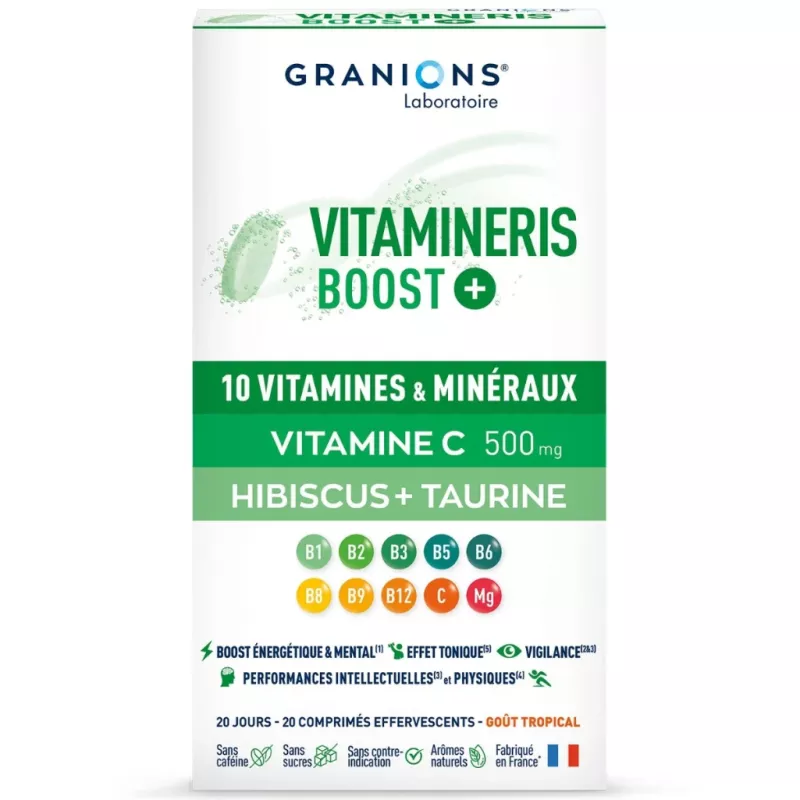 Vitamineris Boost+ Granions - Énergie & réduction de la fatigue - 20 comprimés effervescents