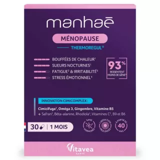 ThermoRegul Ménopause Manhaé Nutrisanté - Bouffées de chaleur, stress & vitalité - 30 gélules