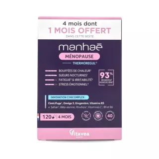 ThermoRegul Ménopause Manhaé Nutrisanté - Bouffées de chaleur, stress & vitalité - 120 gélules