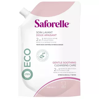 Soin lavant doux apaisant Saforelle - Hygiène intime peaux sensibles - Éco-recharge 500ml