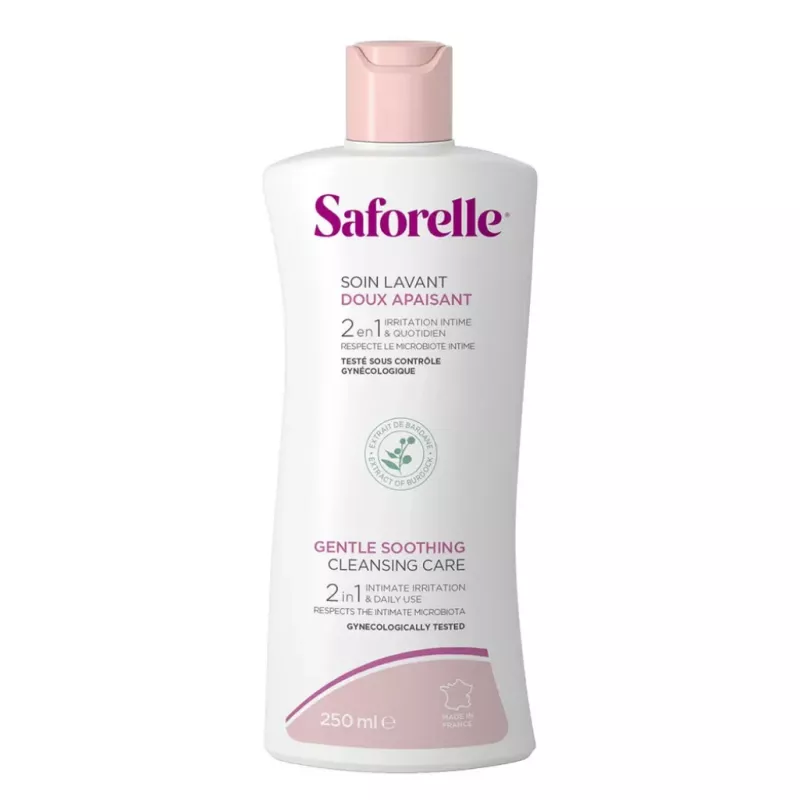 Soin lavant doux apaisant Saforelle - Hygiène intime peaux sensibles - 250ml
