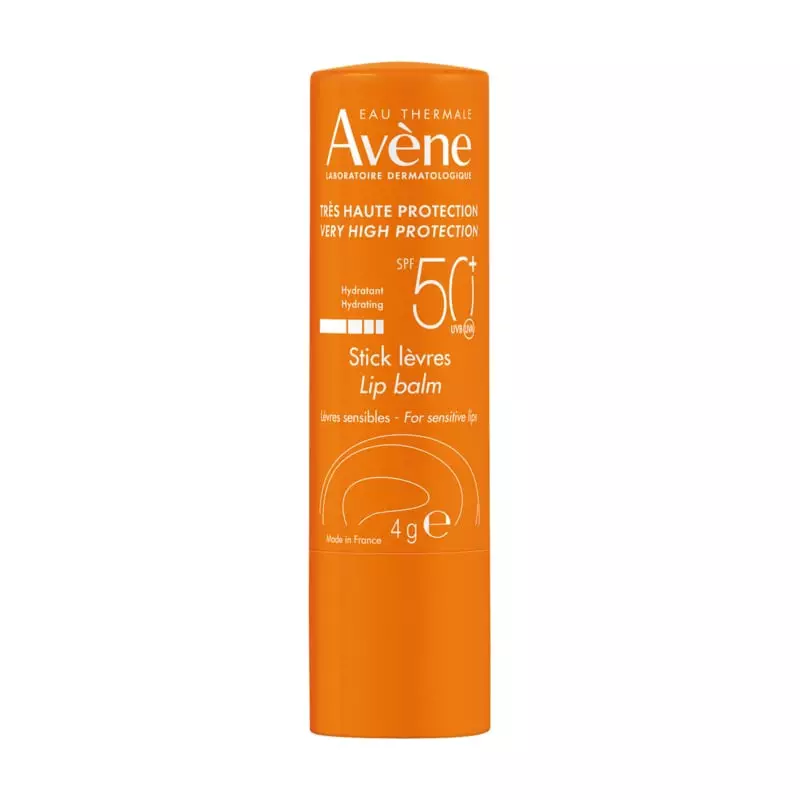Stick lèvres Avène SPF 50+ en tube orange, 4 g, très haute protection pour lèvres sensibles