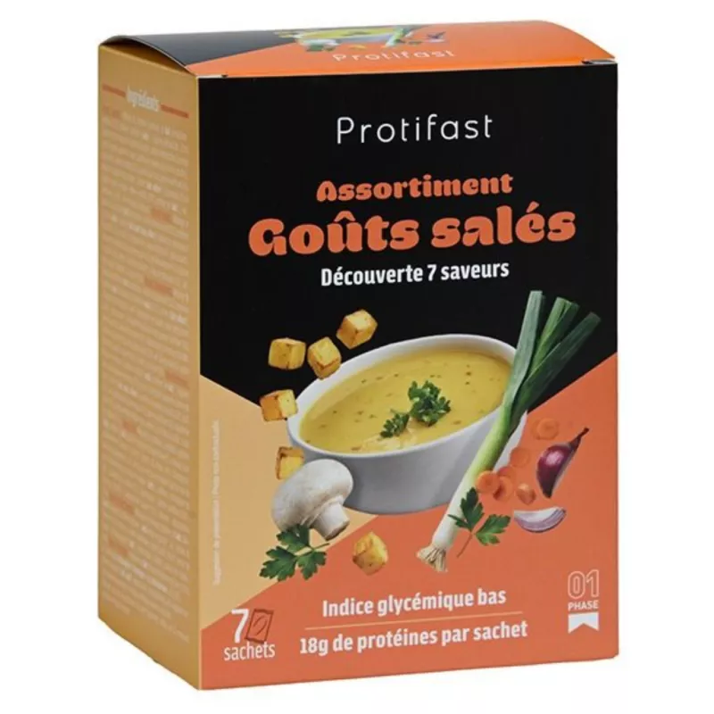 Assortiment découverte hyperprotéiné goûts salés Protifast - 7 préparations