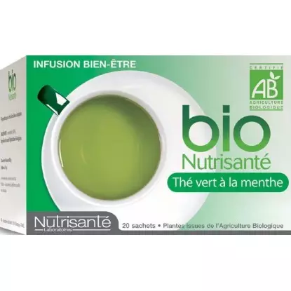 Tisane bio thé vert à la menthe bte 20 sachets