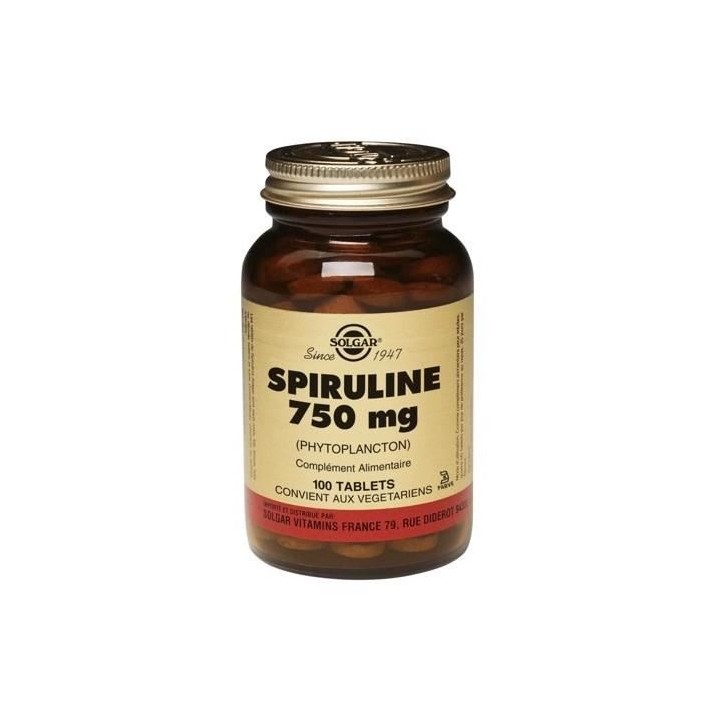 Solgar Spiruline 750 mg 100 Comprimés