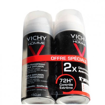 Vichy Homme Déodorant anti-transpirant 72h 2x150ml