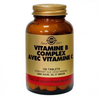 Solgar vitamine B Complexe avec Vit c 100 tablettes