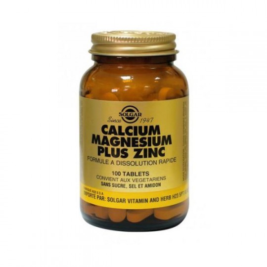 Solgar Calcium Magnésium plus Zinc 100 Comprimés