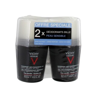 Vichy Homme Déodorant Bille Peaux Sensibles Lot 2