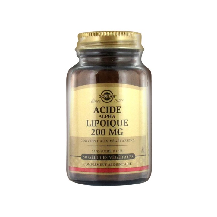 Solgar Acide Alpha Lipoïque 200 mg 50 Gélules Végétales
